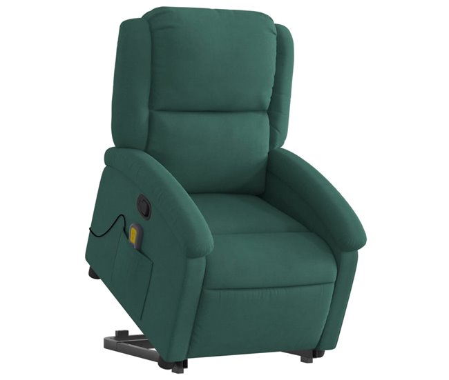Sillón Reclinable De Masaje Elevable Verde Oscuro