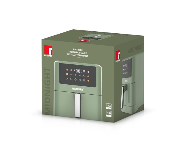 Bergner Midnight Freidora de aire - 10 programas de cocción Verde