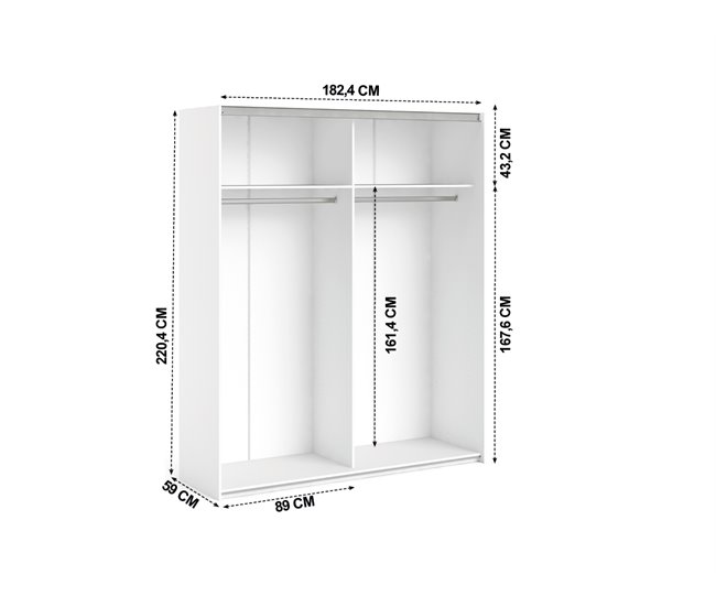 Armario FIRENZE puertas correderas blanco brillo Blanco Brillo
