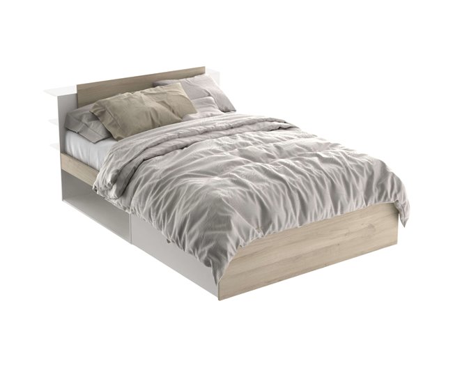 Dormitorio Completo Izzy: Cama, Cómoda y Mesitas Blanco/ Madera