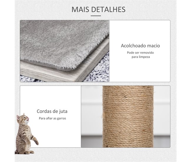 Árbol para Gatos Aglomerado de Madera, Felpa y Yute PawHut Gris