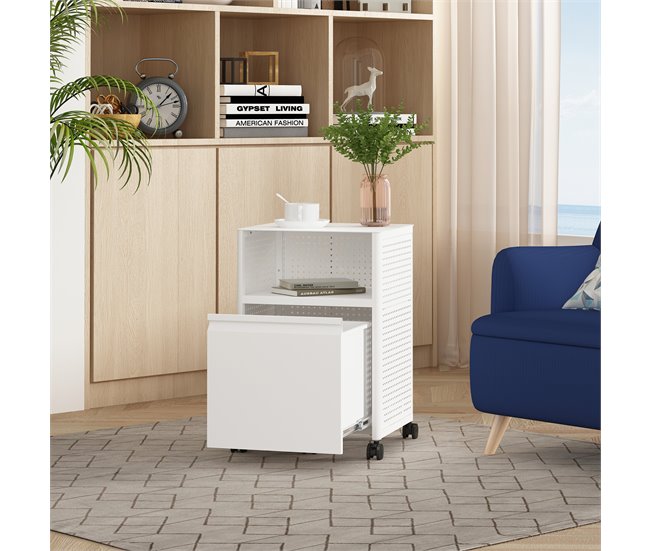 Archivador con ruedas Velvevn 1 cajón acero [en.casa] Blanco
