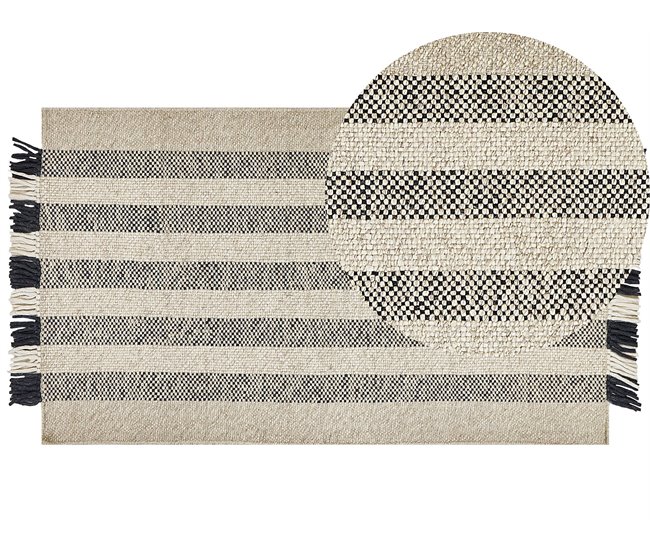 Beliani Alfombra de pelo corto TACETTIN 80x150 Blanco/ Beige