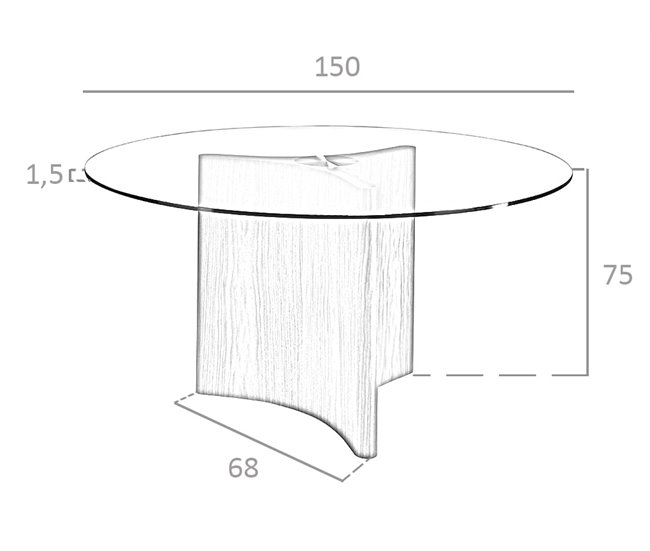 ANGEL CERDA Mesa comedor redonda cristal templado y nogal 150x150 Nogal