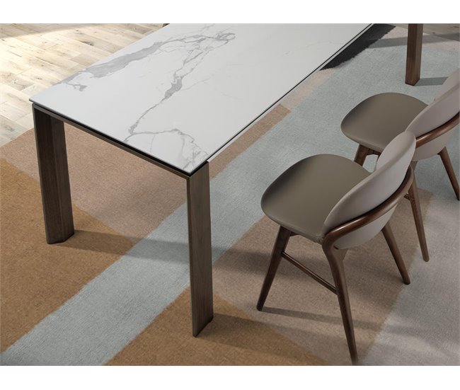 ANGEL CERDA Silla polipiel visón oscuro Nogal