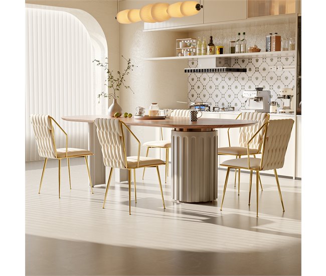 2 piezas, silla de comedor, silla de cocina, silla de salón Crema
