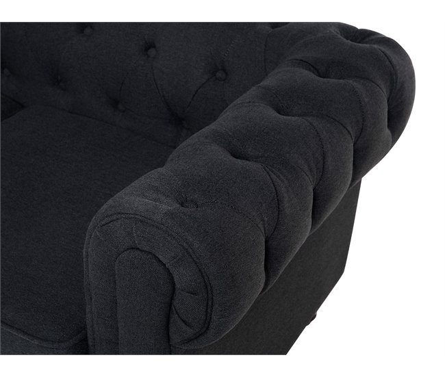 Beliani Sofá de 3 plazas Poliéster CHESTERFIELD Grafito