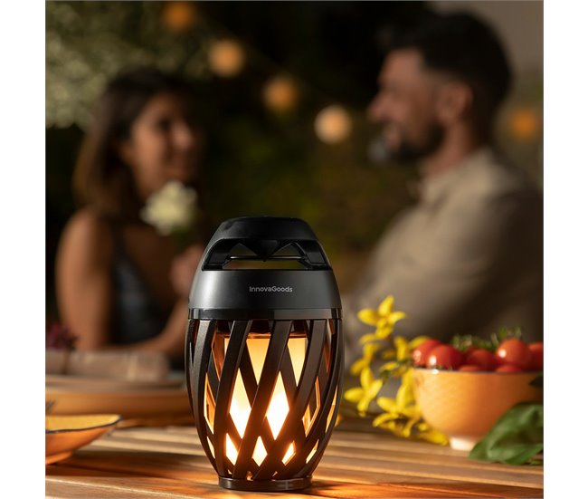 Altavoz Inalámbrico con LED Efecto Llama Negro