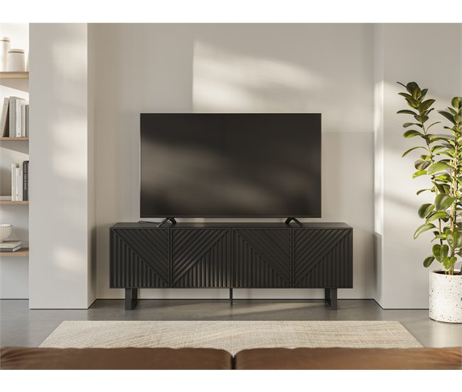 Mueble tv 161,2cm 4 puertas negro PETA Negro