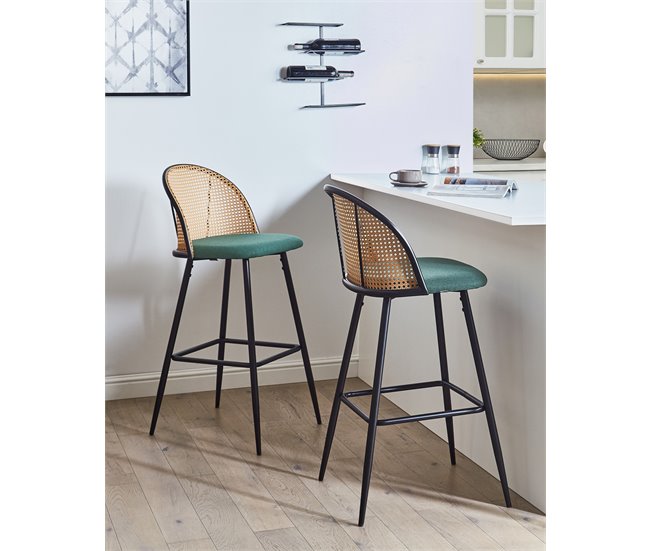 Beliani Silla de bar CORNELL Negro/ Verde