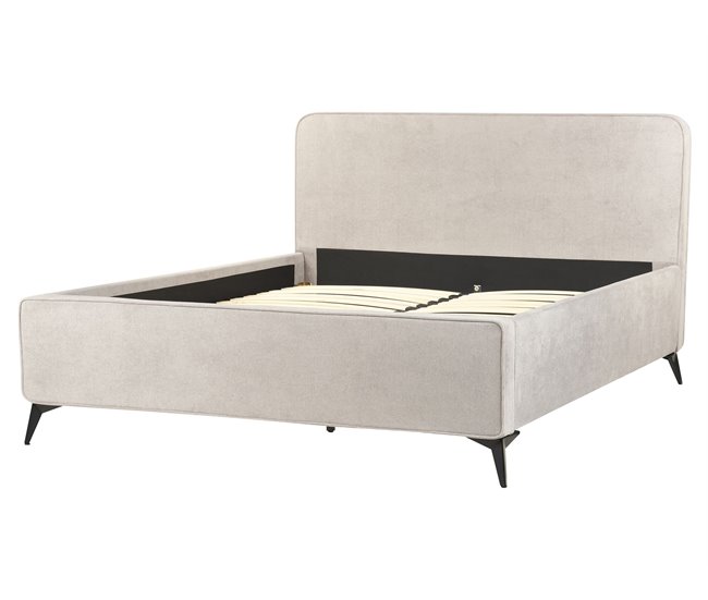 Beliani Cama con somier Poliéster VALOGNES 172x220 Gris Claro