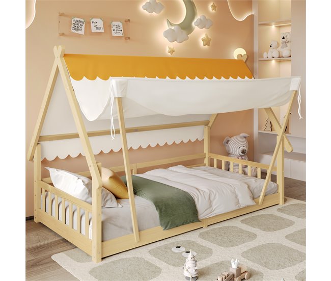 Cama cabaña de madera maciza Natural