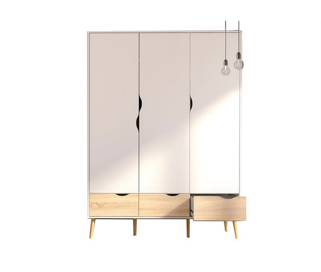 Armario DELTA puertas batientes y 3 cajones 147x200cm blanco Blanco