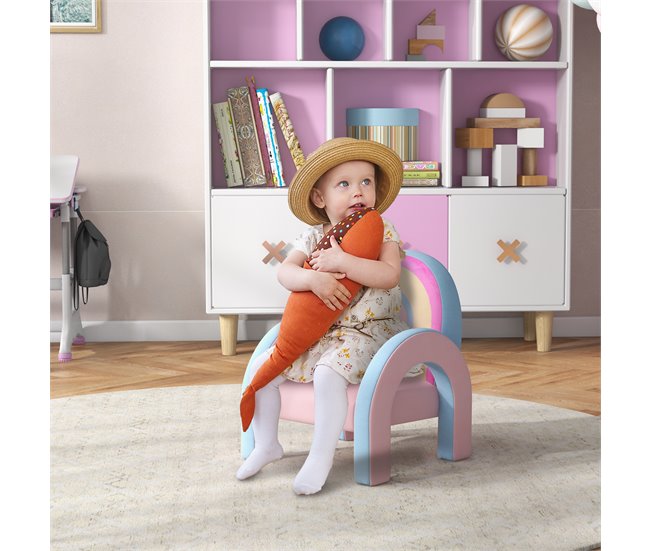 Sillón Infantil Tablero Multicapa, MDF, Espuma, Poliéster ZONEKIZ Rosa