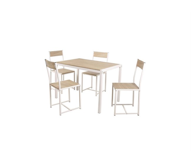 Conjunto de mesa y sillas COMET Natural/ Blanco