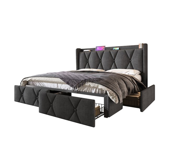 Camas de matrimonio 169x217 Gris