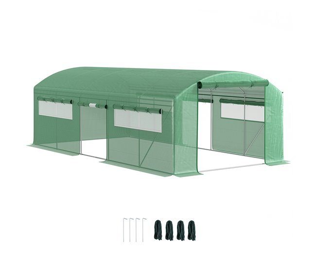 Invernadero de Túnel PE, Acero Galvanizado Outsunny Verde