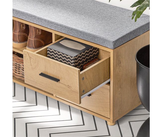 Banco Zapatero con 1 Puerta 2 Cajones SoBuy FSR148-N Natural
