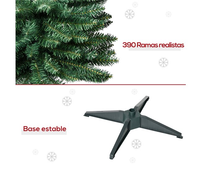 Árbol de Navidad Plástico, Metal HOMCOM Verde