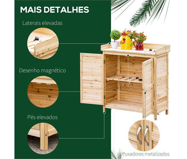 Armario de Almacenaje Madera de Abeto Outsunny Marron