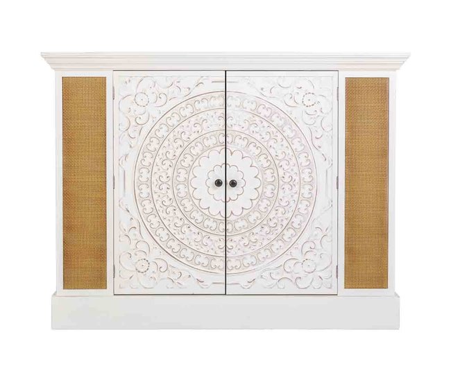 Aparador de madera  envejecido de 2 puertas Blanco