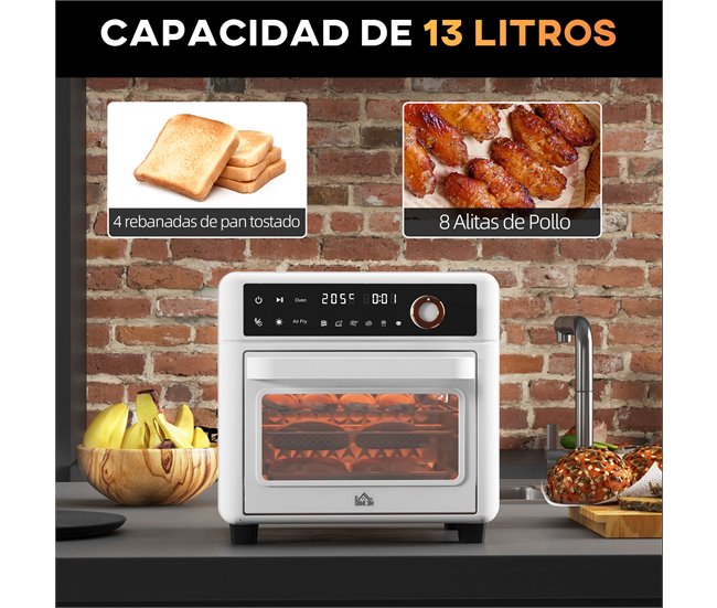 Horno Eléctrico Metal, Vidrio Templado HOMCOM, hogar - cocina Blanco