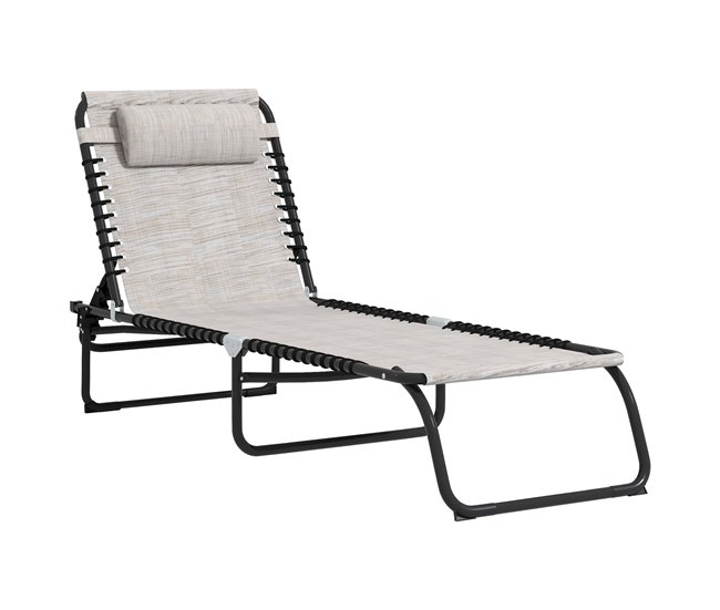 Tumbona Reclinable Acero, PVC Outsunny, deportes y ocio - playa Azul Claro
