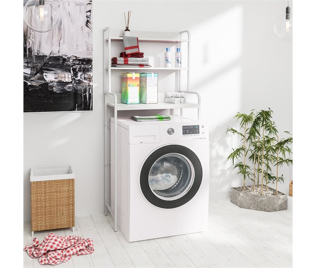 Mueble para lavadora Darby con estantes Blanco