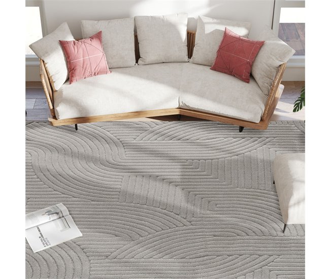 Alfombra para Salón Poliéster HOMCOM, hogar - decoración Gris