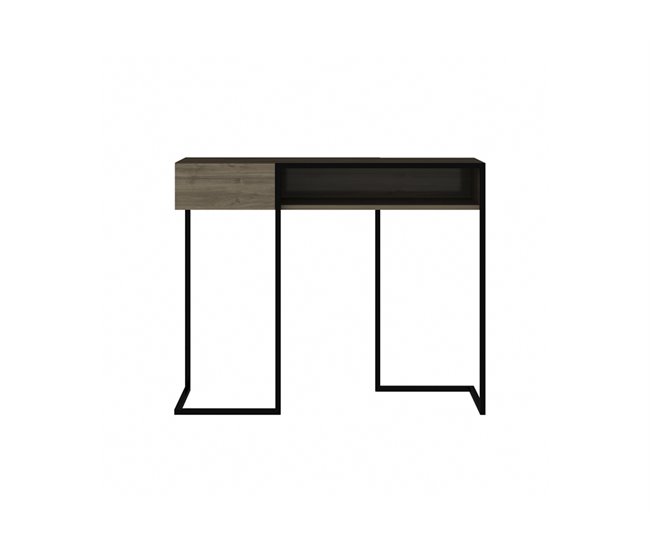 Consola ZUG nogal con patas metálicas color negro Negro/ Madera