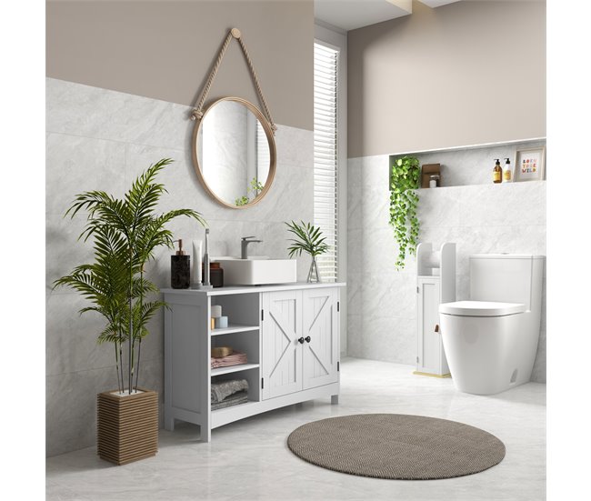 Armario de Baño MDF kleankin, hogar - baño Blanco