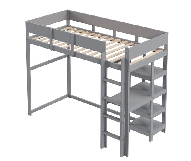 Cama alta para niños 96x204 Gris