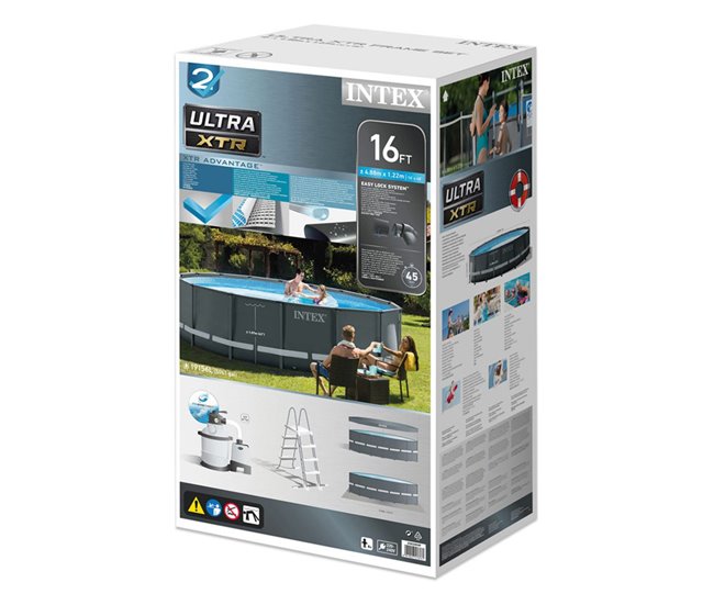 Piscina elevada redonda INTEX Ultra XTR Frame 488x122 cm con depuradora Gris