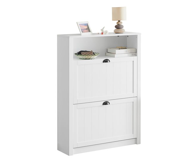 Zapatero con 2 Puertas Abatibles FSR87-W SoBuy Blanco