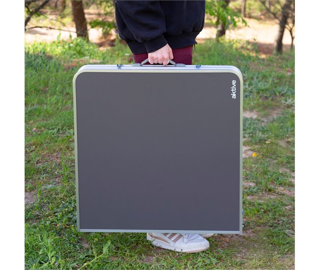 Aktive Mesa plegable regulable aluminio con 4 taburetes Gris