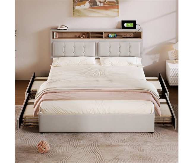 Camas de matrimonio 204x164 Beige