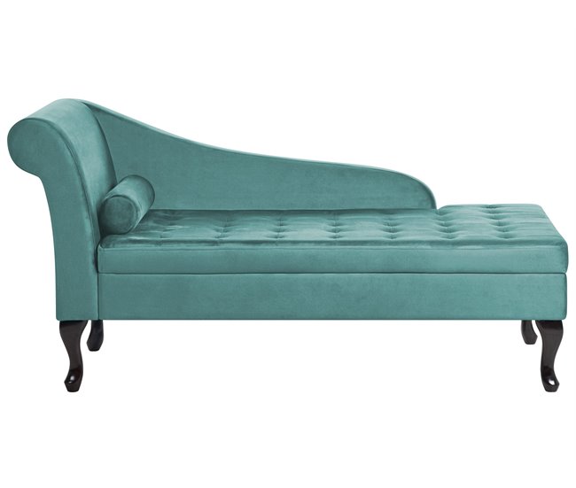 Beliani Chaise longue Terciopelo PESSAC Azul/ Verde