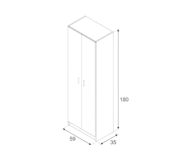 Armario multiusos 2 puertas efecto madera Blanco