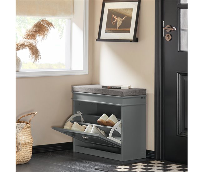 Banco Zapatero con 1 Solapa FSR82-K-HG SoBuy Gris