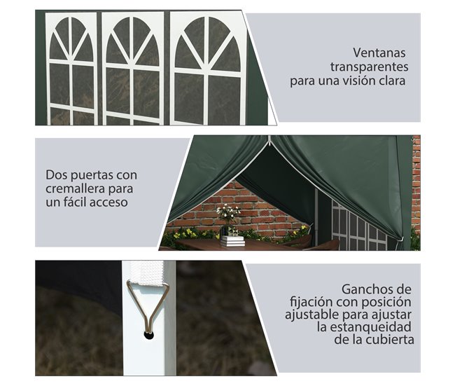 Carpa Plegable Tela Oxford, Acero Outsunny 295x295 Verde