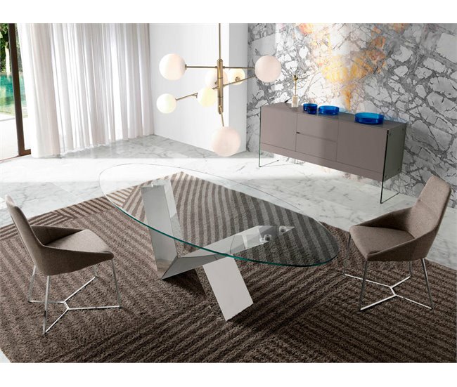 ANGEL CERDA Silla tela gris Aluminio