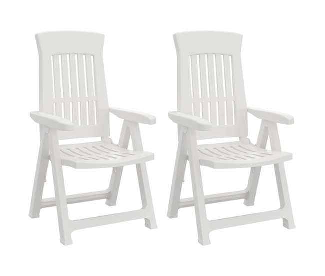 Conforama Sillas reclinables de jardin 2 unidades PP blanco