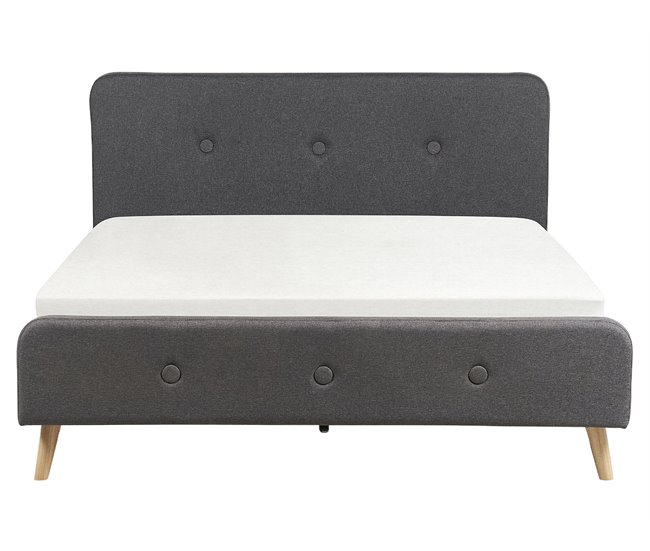 Beliani Cama con somier Poliéster RENNES II Gris Oscuro