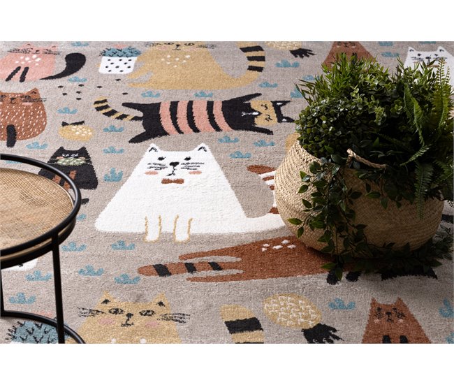 Alfombra FUN Kittens para niños gatos 140x190 Beige