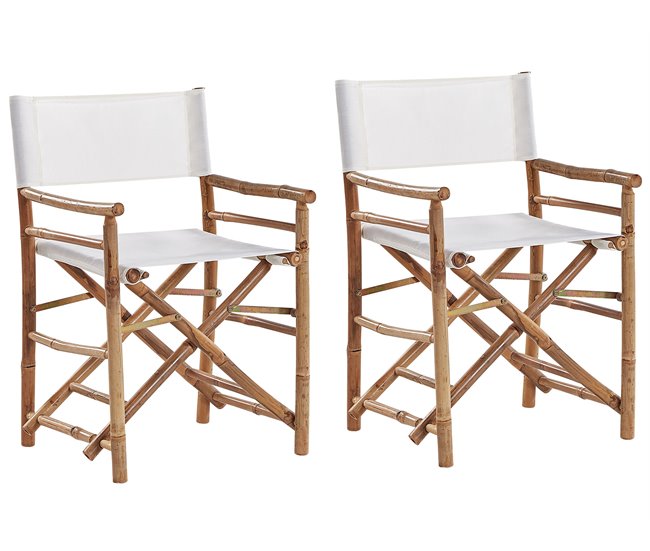 Beliani Silla de jardín MOLISE Blanco/ Beige