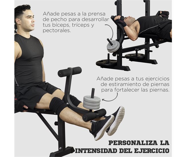 Banco de Musculación Acero, PU HOMCOM, deportes y ocio - pesas Multicolor