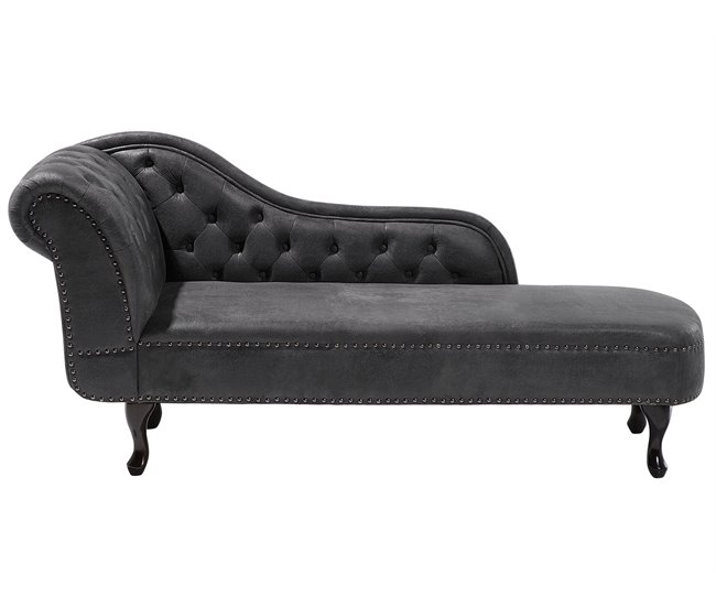 Beliani Chaise longue izquierdo Gamuza sintética NIMES Gris Oscuro