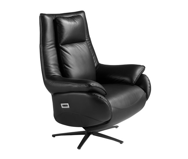 ANGEL CERDÁ Sillón relax giratorio piel Negro