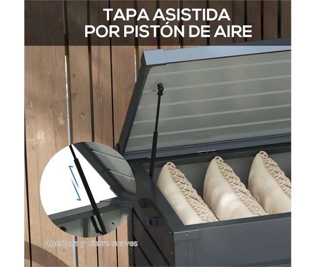 Baúl de Exterior Acero Galvanizado Outsunny Gris