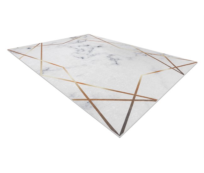 Alfombra lavable ANDRE 1220 Mármol Geométrico 80x150 Blanco/ Gris